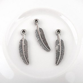 싼비즈 [7375-07]메탈펜던트 깃털 5x21mm 은엔틱 1개