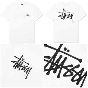 스투시 반팔티 베이직 로고 프린트 반팔티셔츠 STUSSY 라운드 면 반팔 남자 여자 남녀 공용 커플 트레이닝 스포츠 운동 데일리 반소매 커플티 스투시반팔티