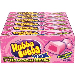 후바부바 Hubba Bubba Max 츄잉껌 오리지널 버블껌 5개 18ct 총 90 피스, 1개