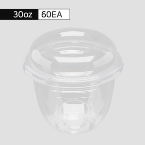 투명 타원형 빙수용기 30oz 샐러드볼 그릇 850CC 뚜껑포함 60개 PET, 1개