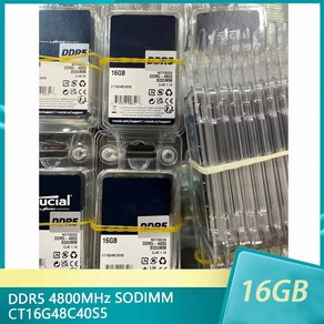 CRUCIAL 노트북 메모리용 RAM 16GB DDR5 4800MHz SODIMM CT16G48C40S5 1.1V, 01 16GB, 1개