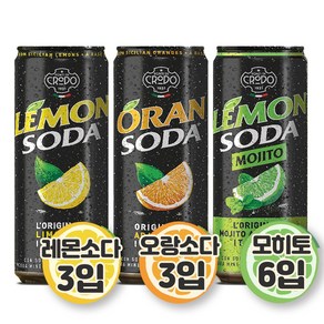 크로도 버라이어티 팩 (레몬 3입 + 오렌지 3입 + 모히또 6입), 330ml