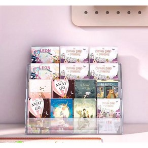 아크릴 전면책장 투명 책꽂이 잡지 꽂이 매거진 단층 진열대 미니 도서관 벽걸이, 심플한 스케치북 수납장을 한 층 더 길게