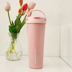 대용량 스텐 손잡이 텀블러 보온보냉 벤티사이즈 차량용 사무용 꼼꼬미 버킷텀 텀블러, 살몬핑크, 700ml, 1개