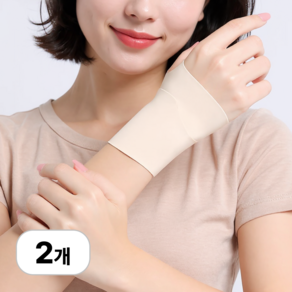 로멀리 초슬림 손목 보호대 탄성 밴드, 2개, 아이보리
