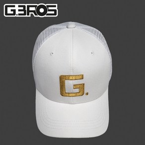 2024년 S/S 지브로스 GBos Gold G logo 메쉬캡 화이트 빅사이즈 2XL 골프모자(62cm이상), 1개