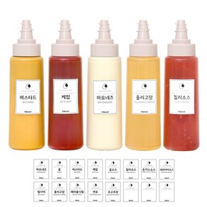 투웨이 소스통 베이지 5P (모던 스티커 16종 포함), 5개, 350ml