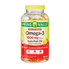 Sping Valley Omega-3 Fish Oil 스프링 밸리 오메가3 피쉬 오일 1000mg 180소프트젤, 1개, 180정, 180정