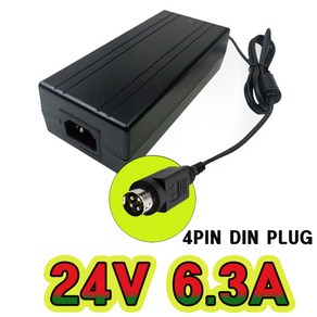 순흥전기 어댑터 24V 6.3A 4 PIN 딘 PLUG 접지형(INLET) SMPS 6300mA 어댑터 아답터 직류전원장치, 24V 6.3A 4PIN 딘PLUG 어댑터+ AC코드, 1개