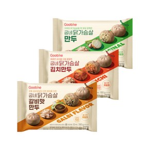 굽네 닭가슴살 만두 3종 (고기1+김치1+갈비1), 만두 맛보기_PM76, 180g, 3개