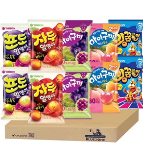 [블루존] 젤리세트 마이구미 5종 10개 세트(마이구미 포도2+마이구미 백도황도2+자두 알맹이2+포도 알맹이2+왕꿈틀이2), 1개