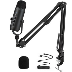 ZEALSOUND K66sC 스탠드 콘덴서 스튜디오 마이크, 블랙, 검은색