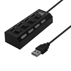 인네트워크 USB2.0 4포트 개별전원 허브 IN-U4BKA 무전원 개별스위치 전원표시LED, 1개