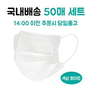 국내배송 당일출고일회용마스크 고급형 화이트 3중필터 50매 100매, 50개