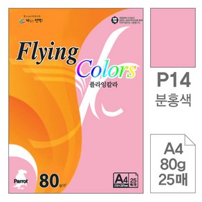 플라잉칼라 P14 분홍색 A4 80g 복사용지 25매입 10개, 단품