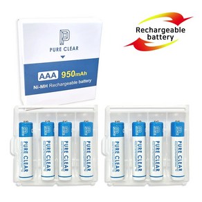 퓨어클리어 AAA 950mAh 8알 케이스포함 충전지 건전지 배터리