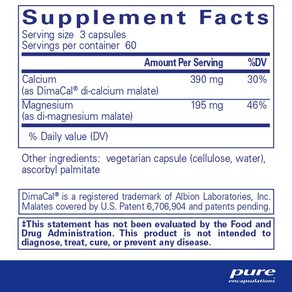 Pue Encapsulations Cal/Mag (Malate) 2:1 - Calcium Pue Encapsulations Cal/Mag(말산염) 2:1 - 칼슘 및 마그네슘(, 1개, 180정