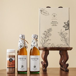 바른참기름 선물세트 참기름 350ml 2구 볶음참깨 100g 명절 답례품, 1개