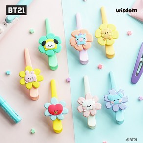 BT21 Minini 미니니 롱 헤어클립 Happy Flowe 집게핀 앞머리 헤어핀 코야 알제이 슈키 망 치미 타타 쿠키, 코야 KOYA, 1개