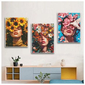 디어아트 보석십자수 캔버스형 AB크리스탈 꽃여인 디자인 40X50, 1개, F2