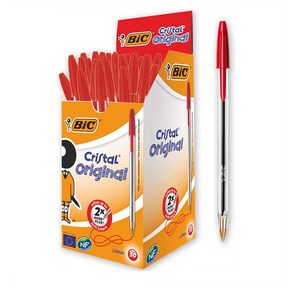 BIC 빅 크리스탈 오리지널 볼펜 레드 1.0mm Red 50개 Cistal Oiginal Ballpoint Pens