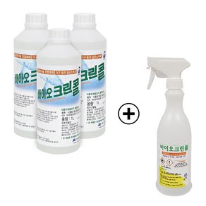 바이오크린콜 75퍼센트 살균소독제 1L x 3p + 분무기 450ml 세트, 1세트