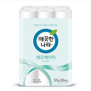 깨끗한나라 화장지 에코베이직 2겹 50m 30롤 x 1팩, 1개