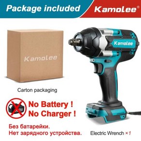 Kamolee DTW700 전동 임팩트 렌치 18V 마키타 배터리 호환 1/2 인치 고토크 1800 N.m, 1개