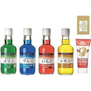 메이지야 카키고오리 빙수 시럽 4종+연유 세트 350ml(메론+라무네+딸기+레몬)