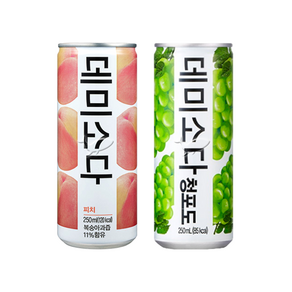 데미소다 복숭아 250ml 5캔+청포도 250ml 5캔 총10캔, 10개