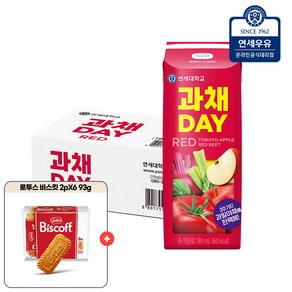 연세우유 과채데이 레드 190ml 24팩+ 로투스 비스킷 2Px6 93g, 단품