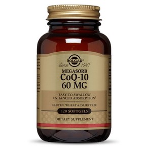 솔가 메가솔브 CoQ-10 60mg 소프트젤 글루텐 프리 무설탕, 1개, 120정