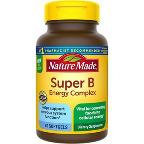 Natue Made Supe B Enegy Complex Dietay Supplement fo Nevous System Suppot 60 Softgels 60 Day, Natue Made Supe B Enegy Com, 1개, 60정