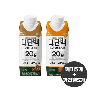 빙그레 더단백드링크 250ml 커피맛5+카라멜맛5(10개입)/단백질드링크/단백질보충/무, 1세트