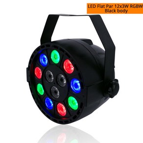 전문가용 LED 무대 조명 효과 플랫 파 12x3W RGBW DMX512 장비 컨트롤러 마스터-슬레이브 DJ 디스코 파티, [01] LED 12x3W RGBW Black, [01] EU 플매트 카펫 러그, 1개