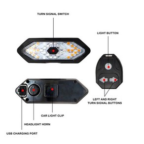 자전거gps 속도계 ZK30 자전거 방향 지시등 후미등 원격 LED 조명 USB 충전식 램프 무선 경고, A1pc, 1개