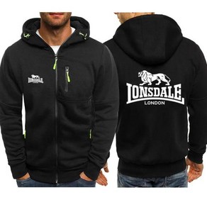 LONSDALE 남성용 후드 코트 클립 지퍼 맨투맨 따뜻한 캐주얼 남성 재킷 가을 겨울 패션