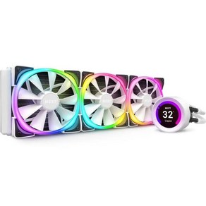 NZXT Kaken Z73 360mm 액체 냉각기 LCD 디스플레이 LGA 1700 호환 RGB 화이트 CPU 워터 쿨러 게임 컴, Kaken Z RGB_화이트, 1개, 2) 360mm - Kaken Z RGB - 화이트