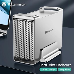 Yottamaste 외장 하드 드라이브 스토리지 USB 31 Gen2 10Gbps C 타입 2 베이 레이드 인클로저 0 1 스팬 3 모드 지원, 없음, 3.1Bay CtoA 16TB