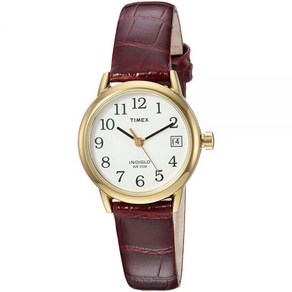 Timex 인디글로 여성용 손목시계 블랙/실버톤/블랙 가죽 스트랩 (T2N525)