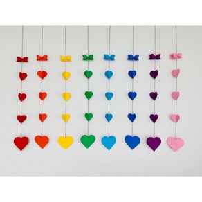 [유치원 어린이집 모빌] 하트모빌 무지개색 리본 하트 행사용 사계절모빌, 만들기DIY, 1세트