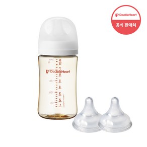 더블하트 모유실감 3세대 PPSU 베이직 제뉴인화이트 240ml (젖꼭지M/L포함) + 젖꼭지 (2입)