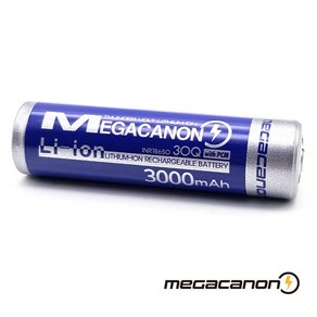 [메가캐논]MEGACANON 3000 (보호회로)/ICR18650-30Q/18650 삼성Cell 적용/KC인증, 3000mAh, 플랫(와이드), 1개