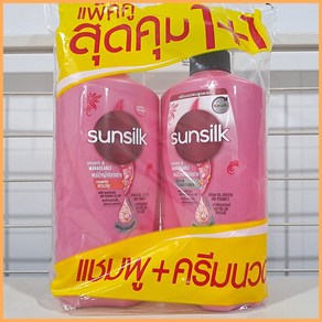 태국 썬실크(Sunsilk) 샴푸1통+컨디셔너1통 세트상품 핑크색 Smooth & Manageable