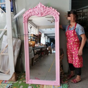 엔틱 전신 거울 북유럽 빈티지 레트로 매장 피팅 장식, 75x180cm (라이트 핑크)