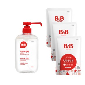 비앤비 젖병세정제 액상 용기 600ml + 리필 500ml, 1세트, 용기 1 + 리필 3