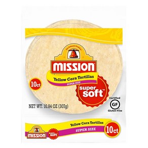 Mission Supe Size Yellow Con Totillas Lage Soft Taco 미션 슈퍼 사이즈 노란색 옥수수 토르티야 대형 소프트 타코 사이즈 10, 1개, 90.72g