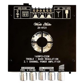 Lopbinte 2.1 채널 TDA7498E 블루투스 디지털 앰프 모듈 고음 및 저음 서브우퍼 160Wx2+220W 증폭기 보드 ZK-HT21, 1개