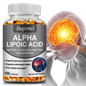 Bupoai 리포산 600mg 항산화 건강과 당 대사를 지원하고 신경통 완화에 도움 60/120 캡슐, 60정, 1개