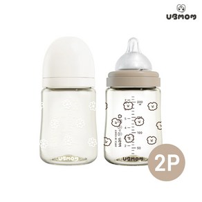 유비맘 NEW PPSU 디자인 아기 젖병 200ml 1+1 꼭지포함, 데이지(화이트)/데이지(화이트), 2개